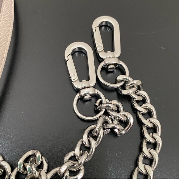 Saffiano Taupe Gray Chain & Leather Silver-tone 1/2” Replacement 45” Bag Strap - Picture 2 of 9